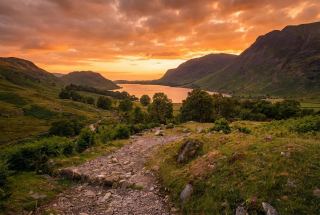 Wastwater at sunset in the Lake District
